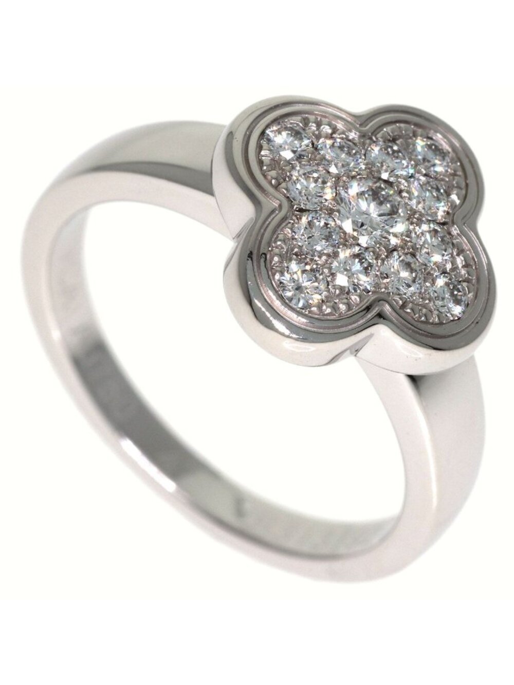 Van Cleef & Arpels Pure Alhambra Small Model Diamond Ring 18k White Gold
